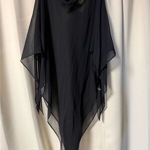 Elegant Black Sheer Formal Poncho